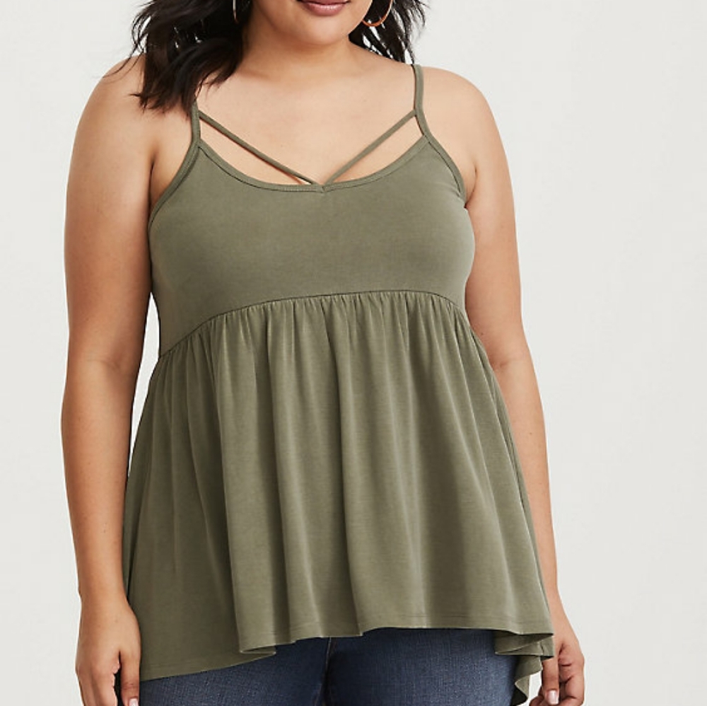 Torrid Olive Strappy Super Soft Babydoll Size 2 NWOT